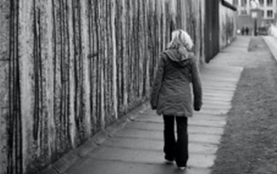 Photograph showing woman walking